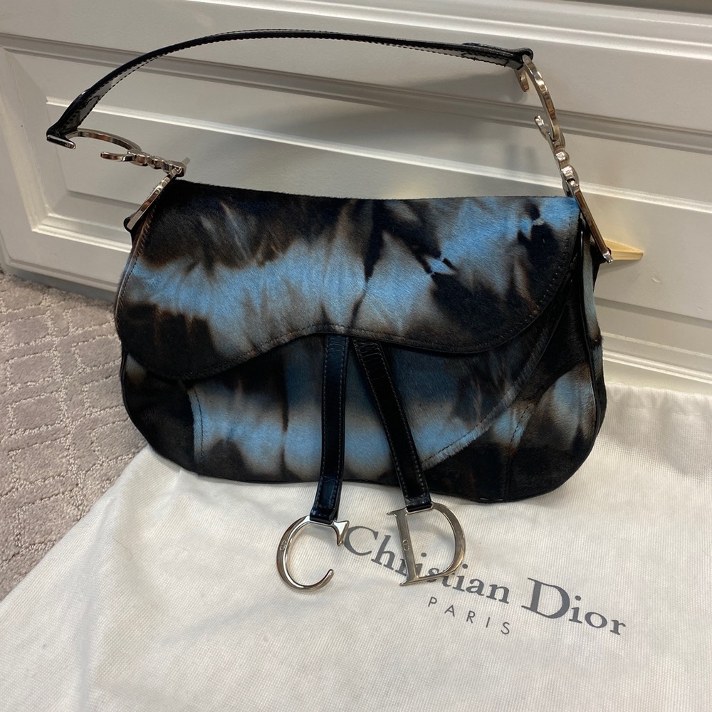 Vintage Christian Dior pony hair saddle bag